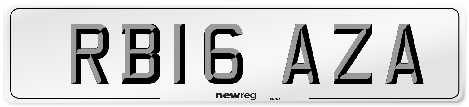 RB16 AZA Number Plate from New Reg